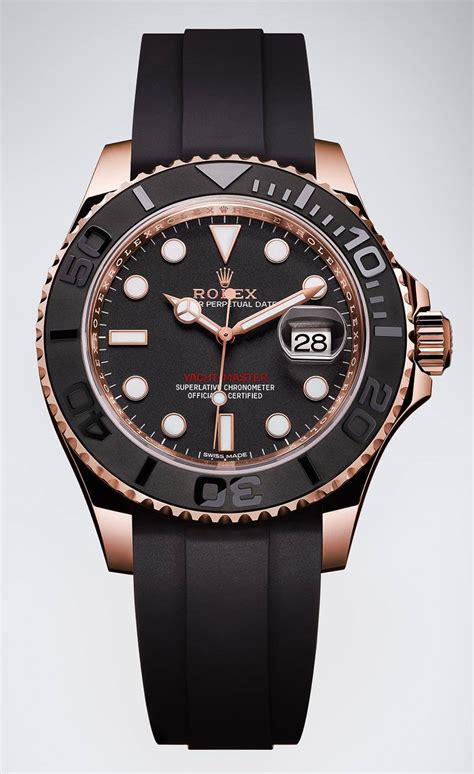 rolex yacht master steel ceramic bezel black dial rubber|rolex yacht master gold price.